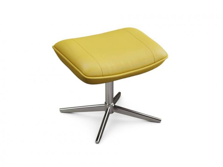 Optional Footrest shown in Balder Yellow Leather with a Bossa 47 chrome base 
