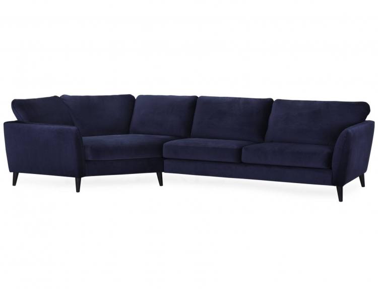 Larger 3 seater Cosy Corner Sofa shown in Napoli Dark Blue fabric 