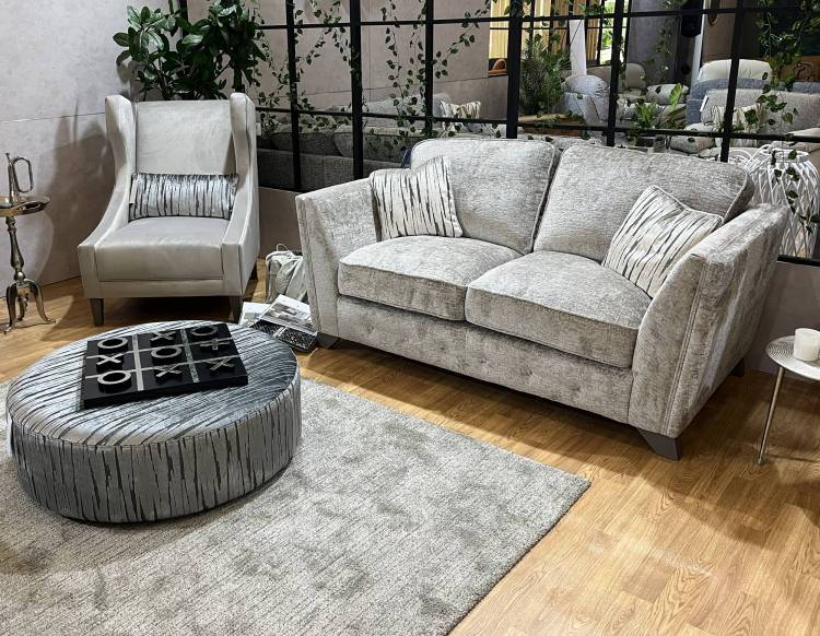 Sofa shown with accent chair & stool 