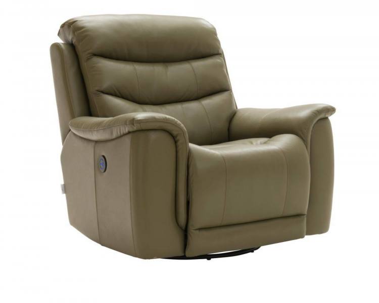 La-z-boy Sheridan Power Swivel Recliner chair shown in Mezzo Olive leather 