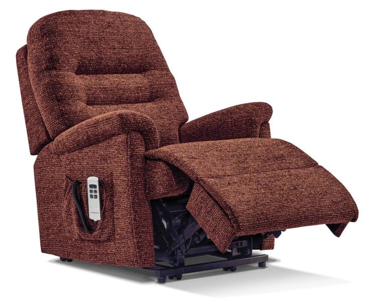 Keswick Small Riser Recliner chair shown in Valecia Henna fabric 