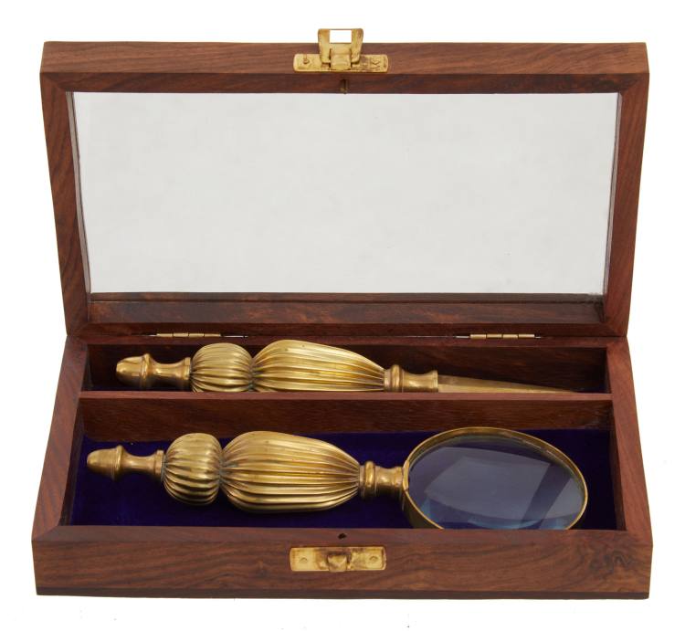 Wellington Gold Letter Opener and Magnifying Glass Set