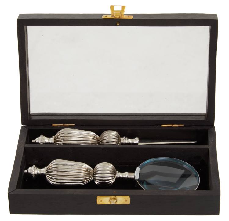 Wellington Silver Letter Opener and Magnifying Glass Set