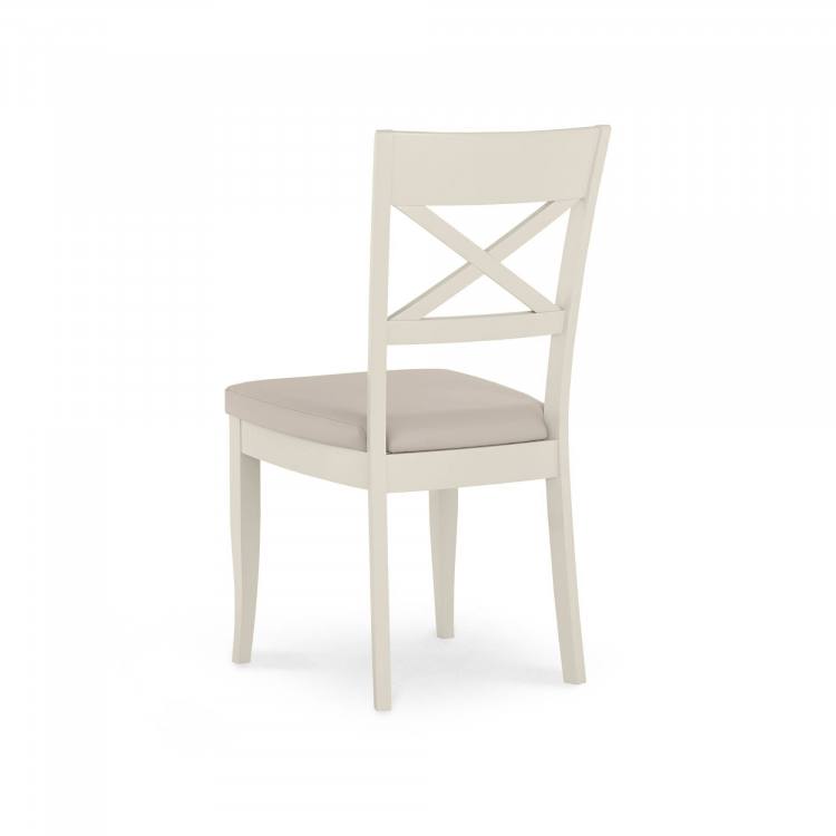 Bentley Designs - Montreux Antique White Cross Back Chairs - Ivory Bonded Leather (Pair)