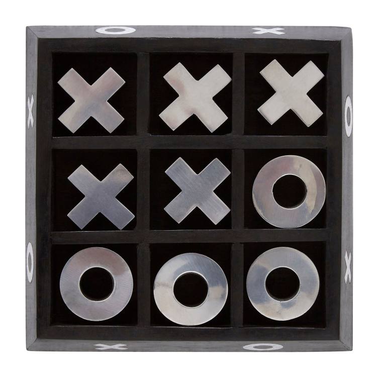 Wellington Black Wooden Base Noughts and Crosses Set