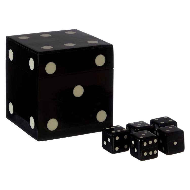 Wellington Black Dice Box With 5 Dice