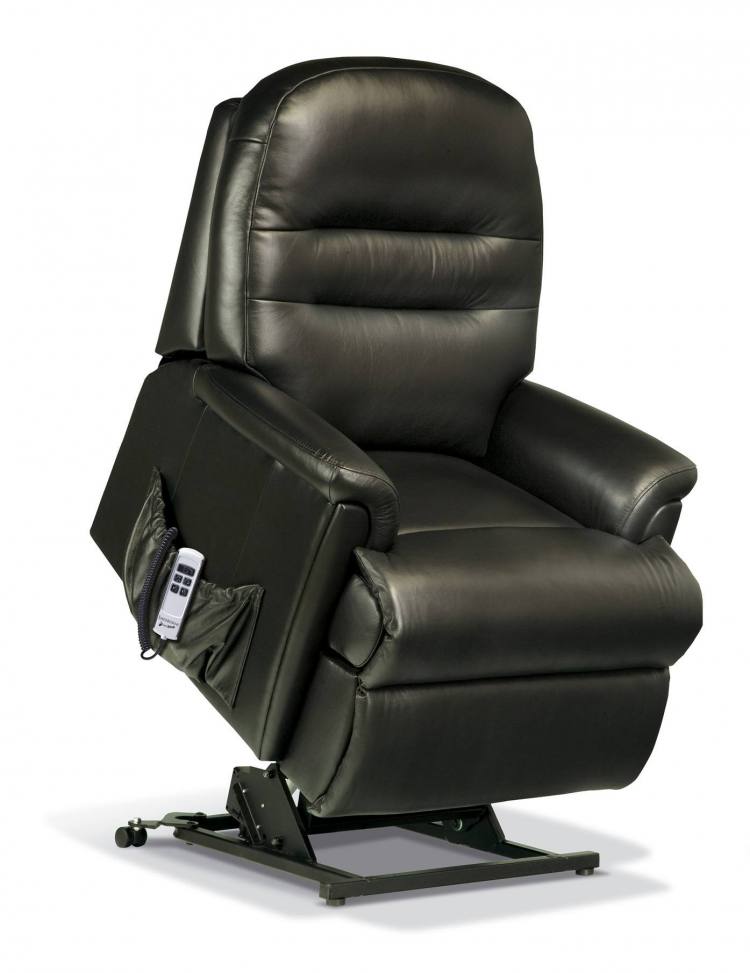 Sherborne Beaumont leather Riser Recliner chair in Queensbury Black 